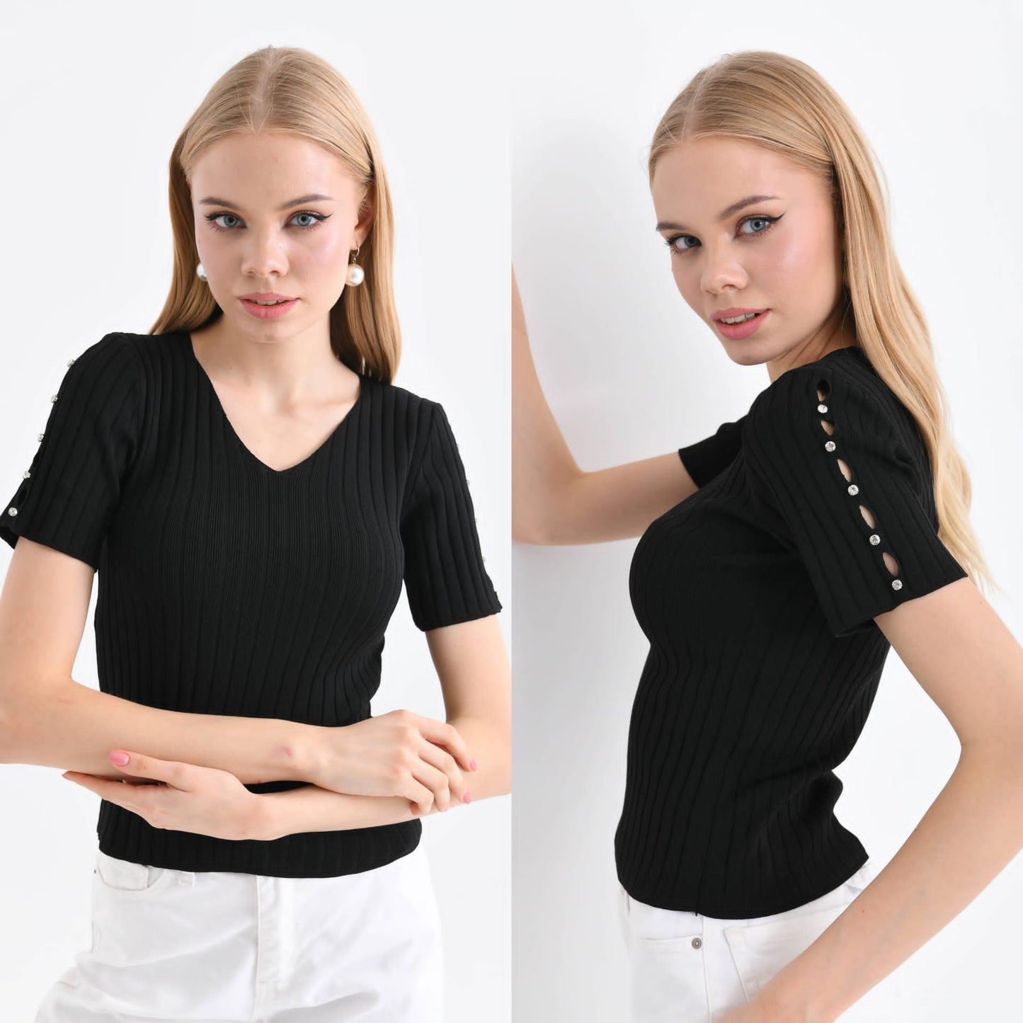 T-shirt à manches courtes à strass