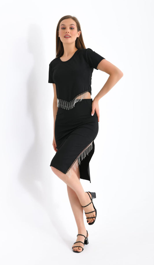 Ensemble top et jupe à strass